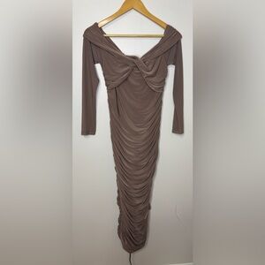 Club L London Brown Ruched Dress!